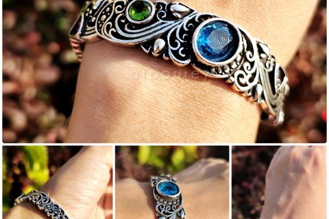 Adjustable Silver Bracelet - Blue - Chalcedony