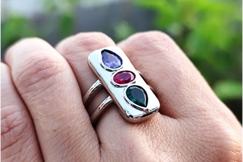 Adjustable Silver Plated Zircon Stone