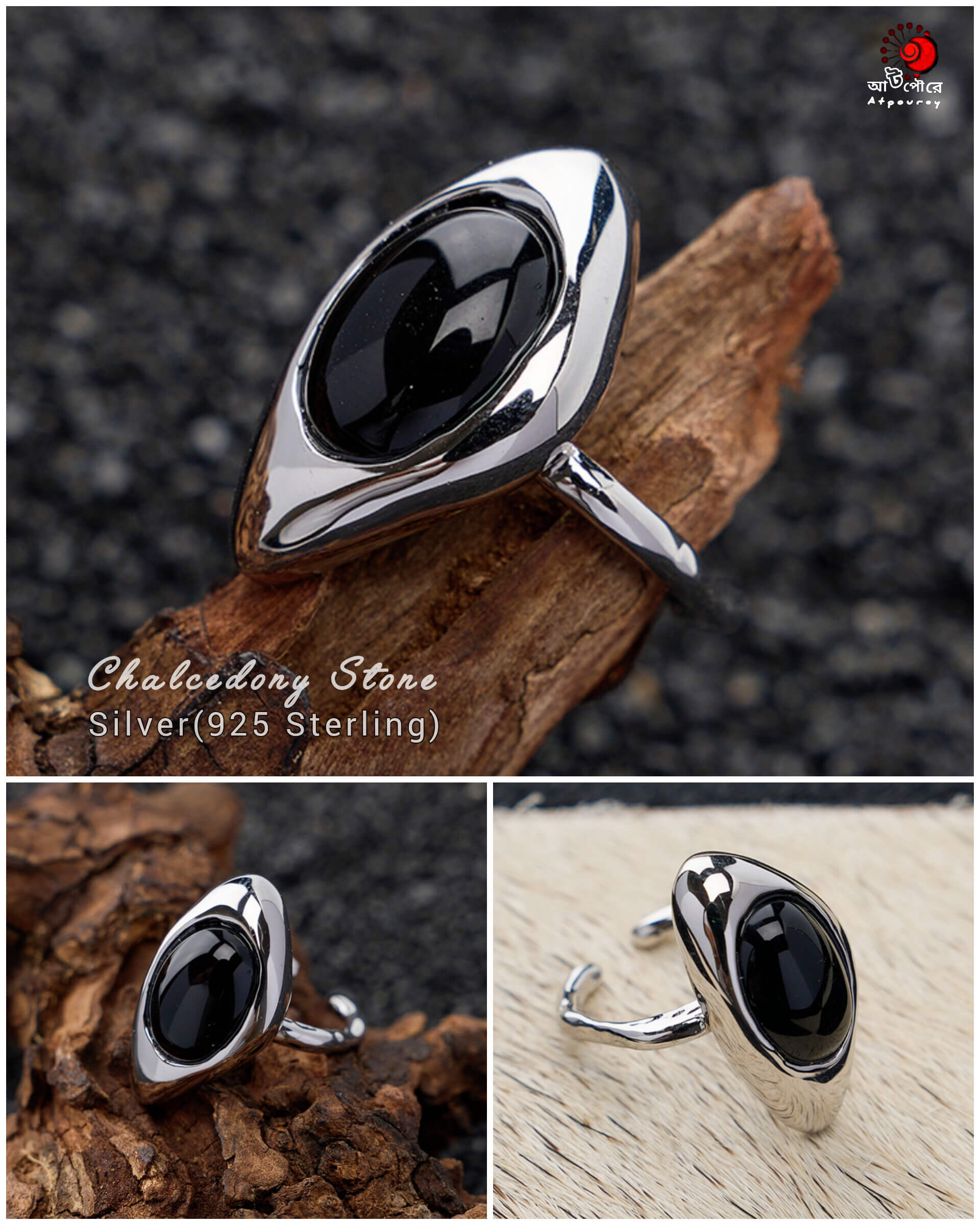 InShot_20250418_215341999 Adjustable Silver Black Stone Ring - Image 1