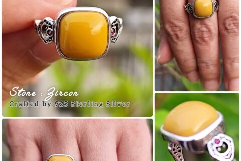 Adjustable Yellow Stone Ring Sintered Stone