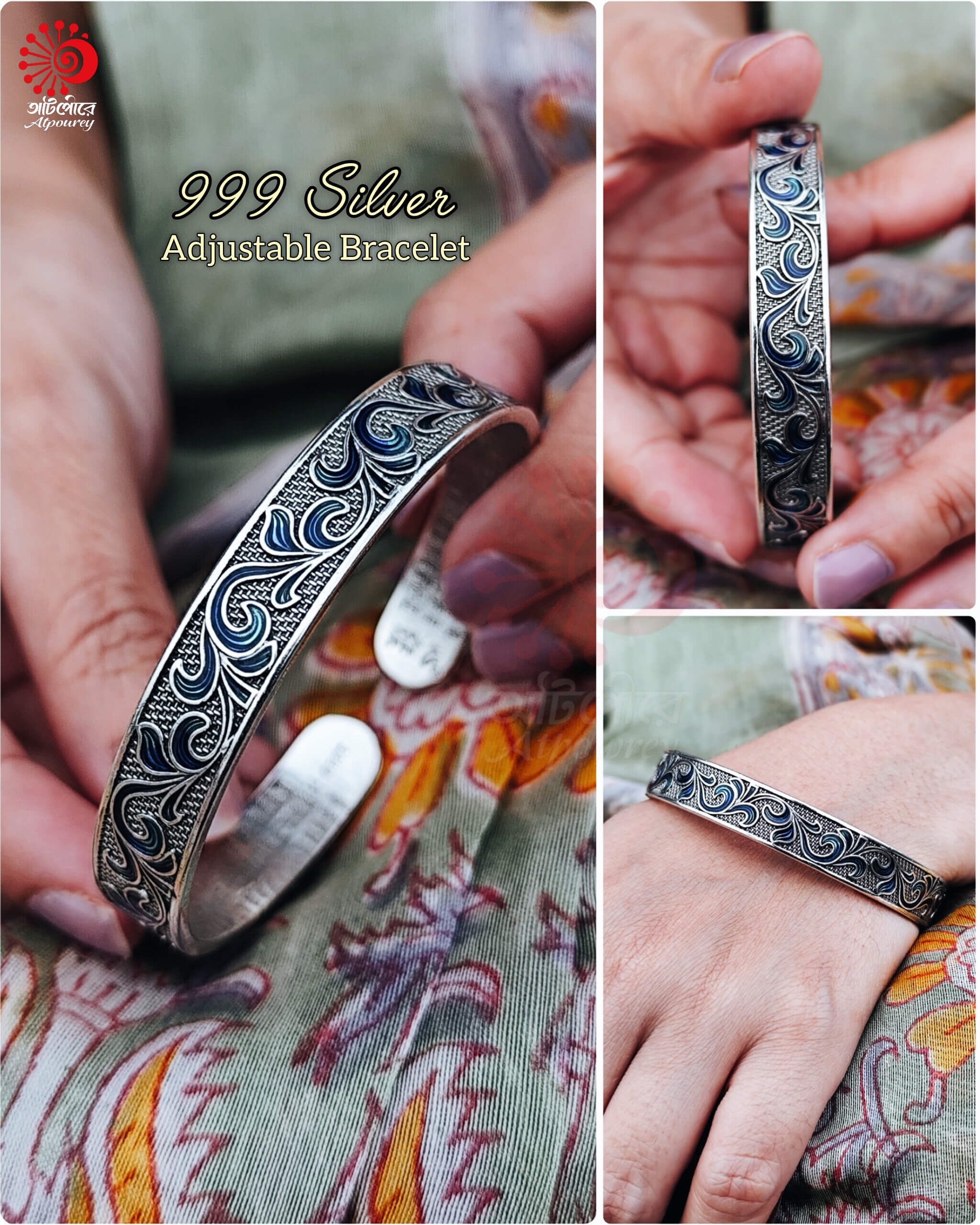 InShot_20250919_022838696 Adjustable Silver Bracelet with 999 Stamped - Image 1