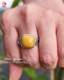 Adjustable Yellow Stone Ring Sintered Stone - Image 5