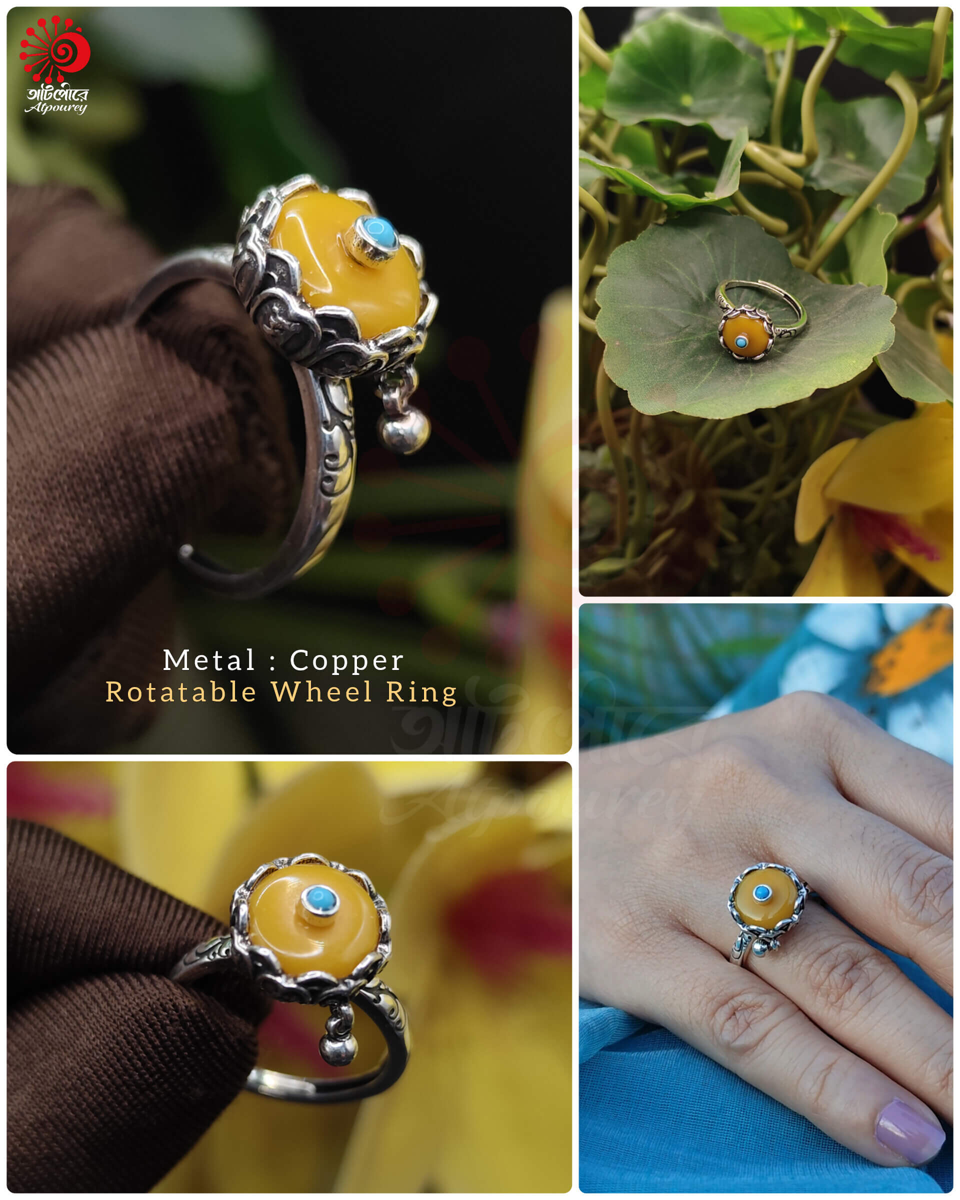 InShot_20250928_212625753 Adjustable Rotatable Yellow stone Ring - Image 1