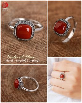 Adjustable Ring Red Sintered Stones with Beautiful Design