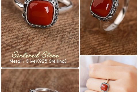 Adjustable Ring Red Sintered Stones with Beautiful Design