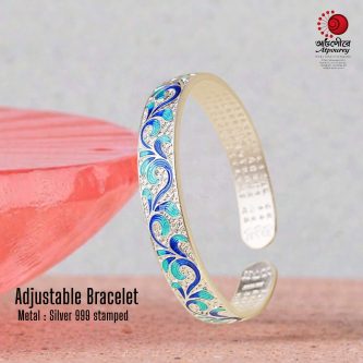 Adjustable Bracelet with 999 Stamped Blue enamel work - Image 6
