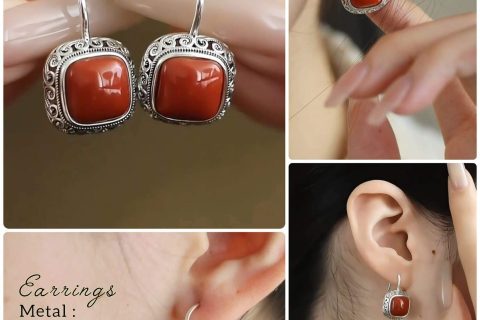 Red Sintered Earrings