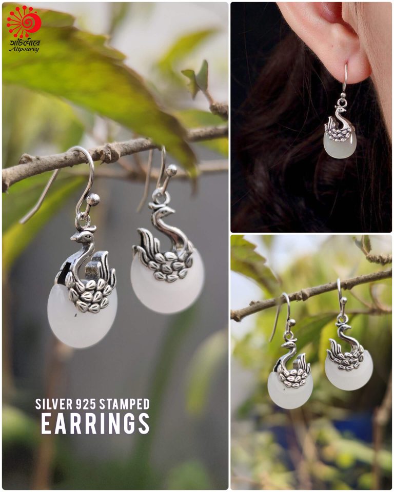 White Jade Swan Earrings - Image 6