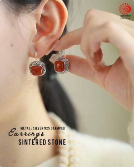 Red Sintered Earrings - Image 3