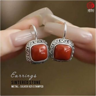 Red Sintered Earrings - Image 2