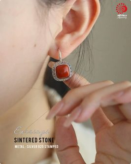 Red Sintered Earrings - Image 4