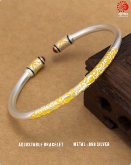 Adjustable Bracelet with 999 Stamped Yellow enamel work - Image 2