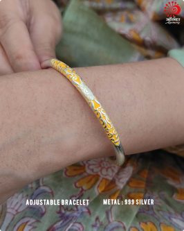 Adjustable Bracelet with 999 Stamped Yellow enamel work - Image 3